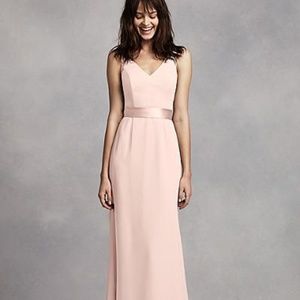 Vera Wang Long V Neck Crepe w Open Back- Petal